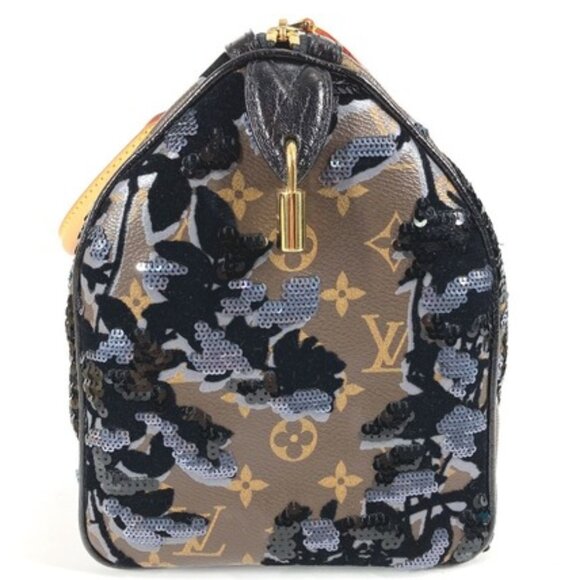 LOUIS VUITTON Monogram Fleur de Ge Speedy 30 Boston Bag Sequins Handbag - Picture 4 of 15